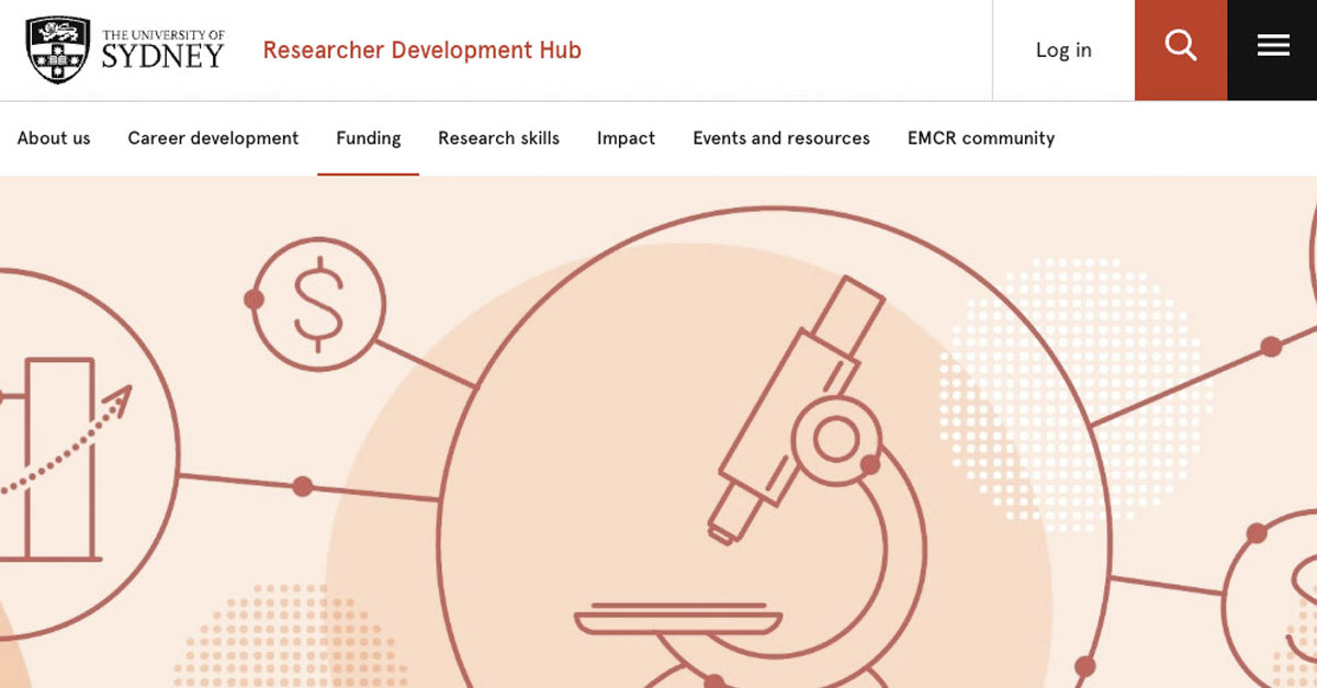 Just one of the range of illustrations gracing the top of the pages of the Researcher Development Hub website