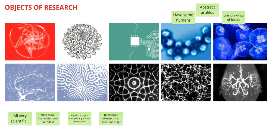 A screenshot of a Miro board showing some early illustration ideas