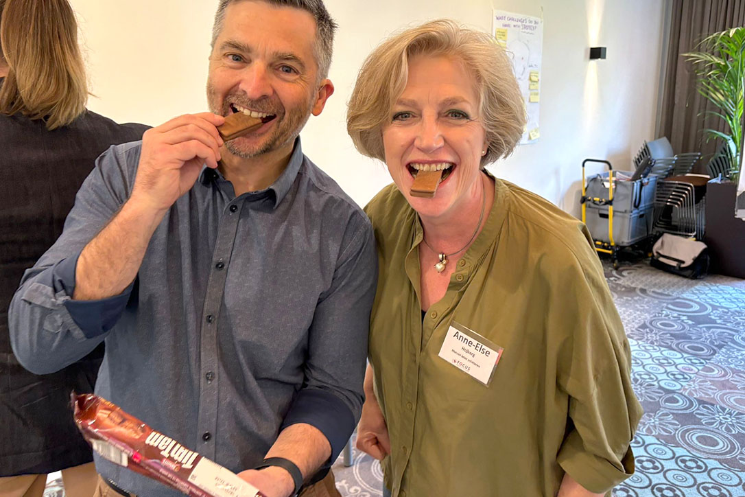 Ben and Anne-Else Enjoying some Tim Tams