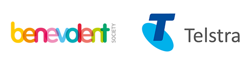 Client logos of The Benevolent Society and Telstra