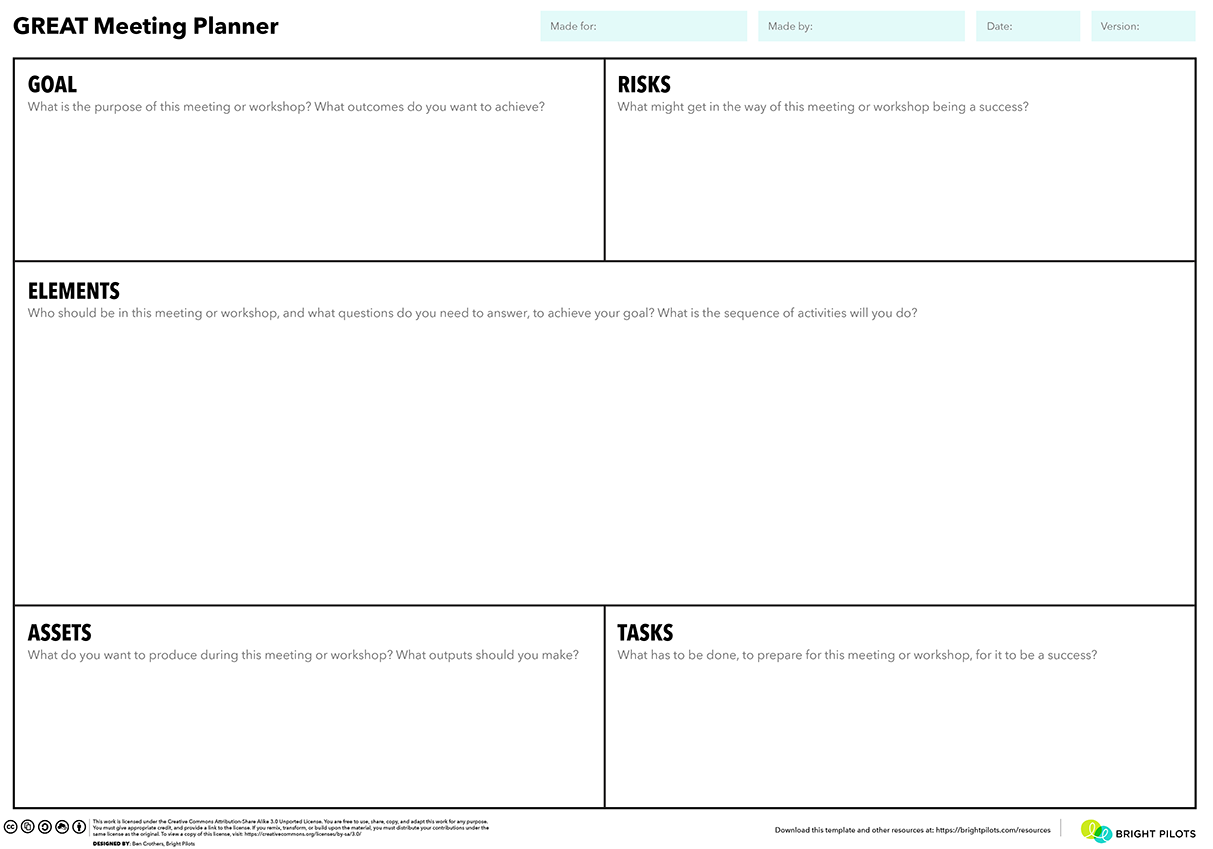 A picture of the GREAT meeting planner