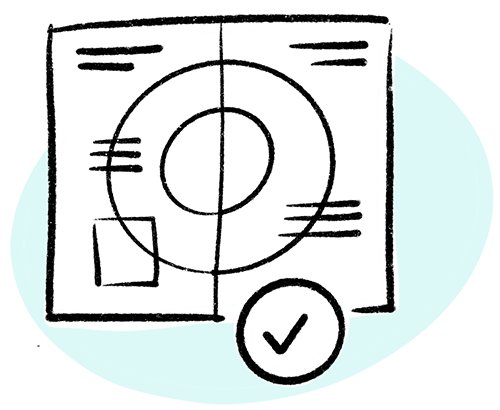 A hand-drawn picture of a visual strategy template